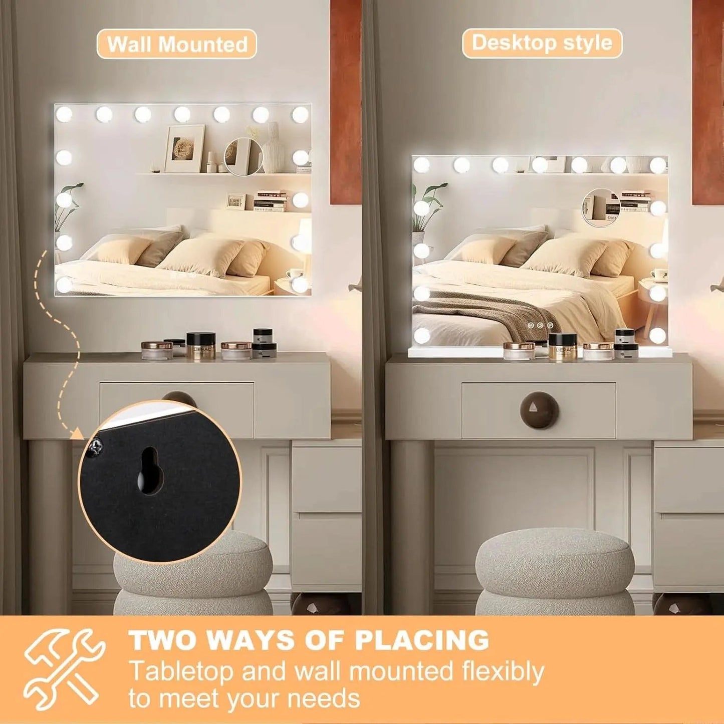 23 Inch Vanity Mirror with 15 Dimmable Lights and 10x Magnification-4