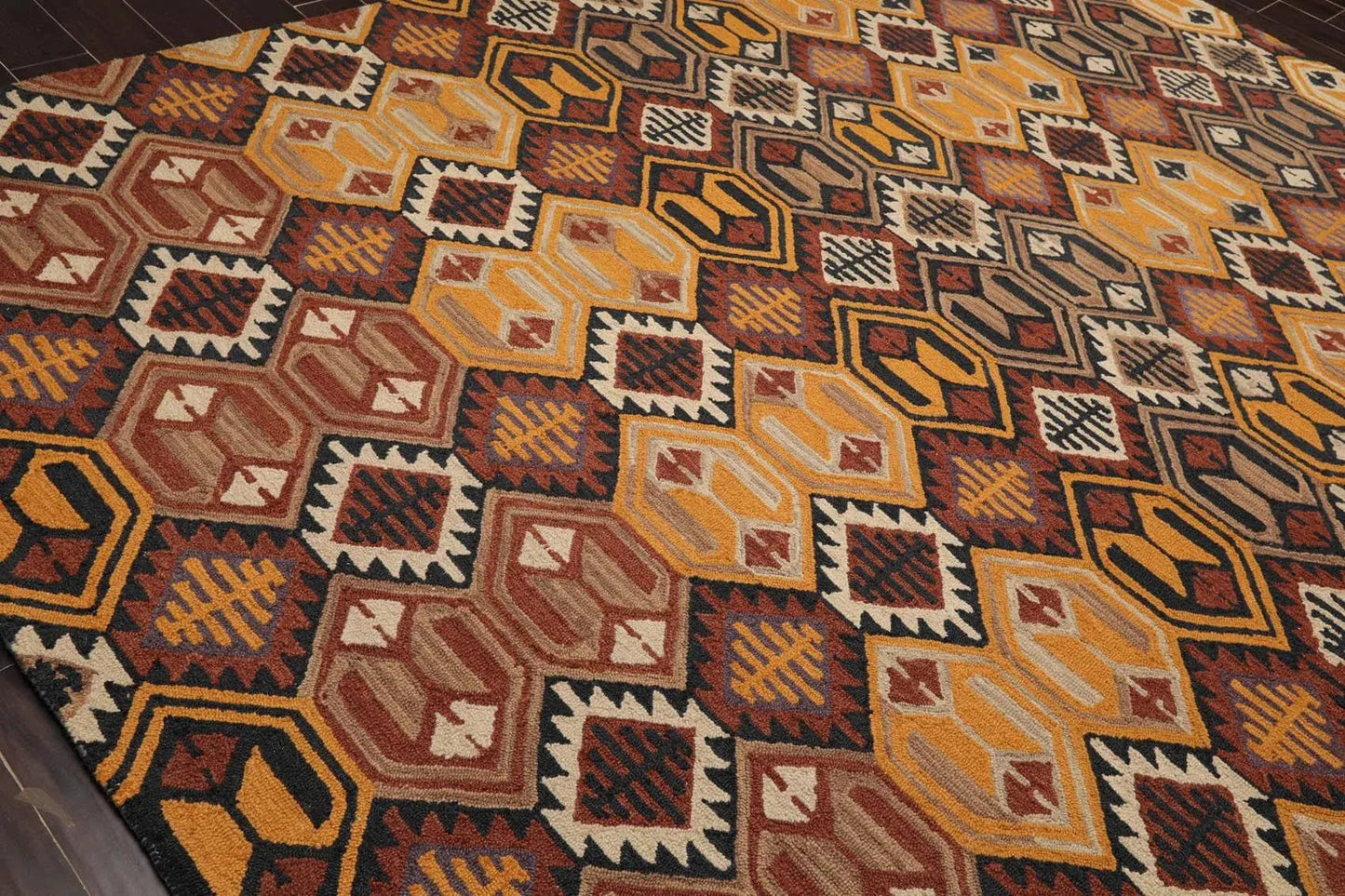 Handmade Multi Size 100% Wool Gold Traditional Oriental Area Rug-4