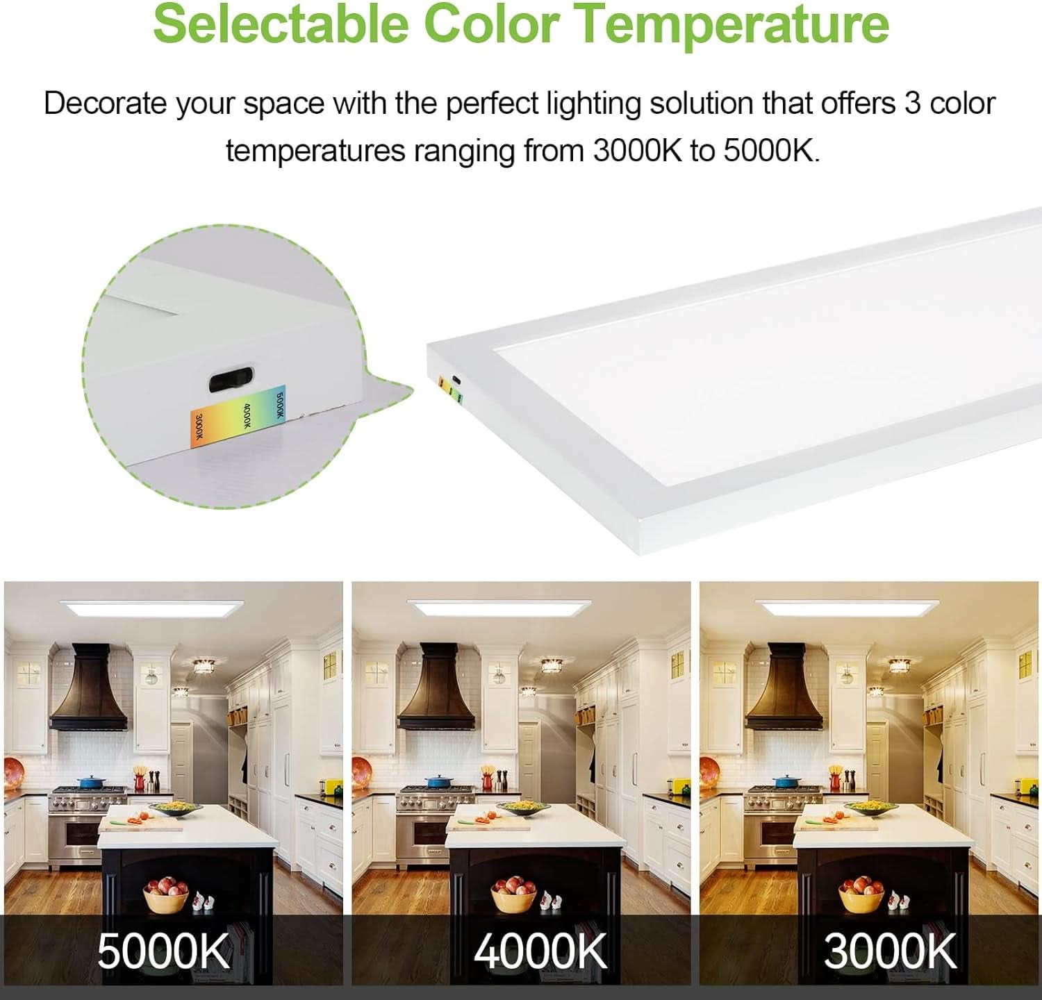 1X4 Ft LED Flat Panel Light 48W 4800 Lm Dimmable Selectable Color 2 Pack-2