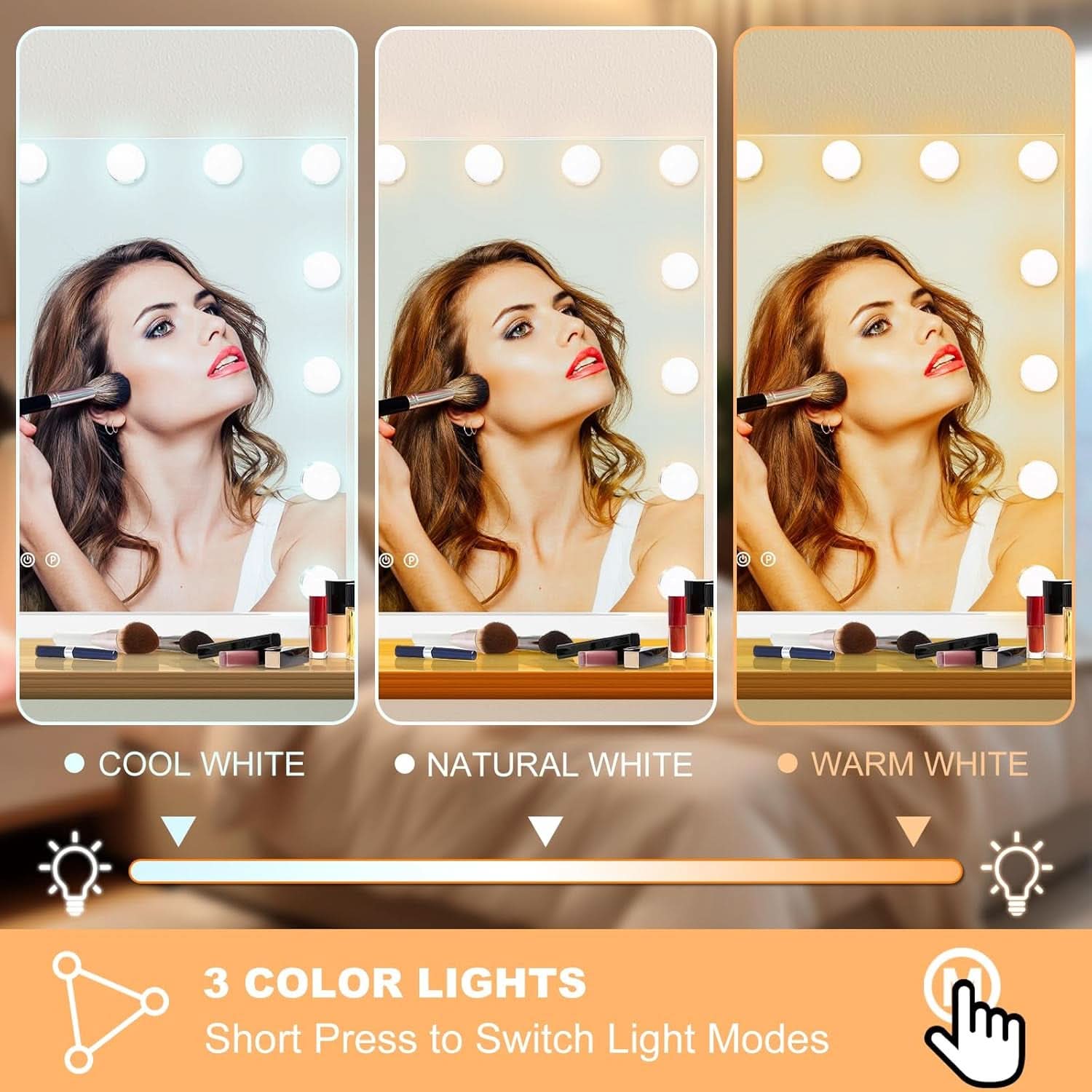 23 Inch Vanity Mirror with 15 Dimmable Lights and 10x Magnification-2