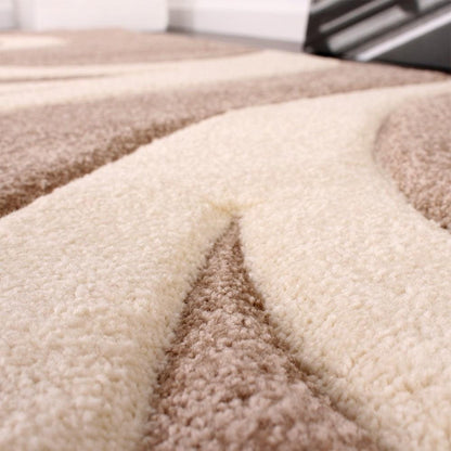 Lafleur Modern Floral Area Rug Beige Contour Cut 100% Polypropylene