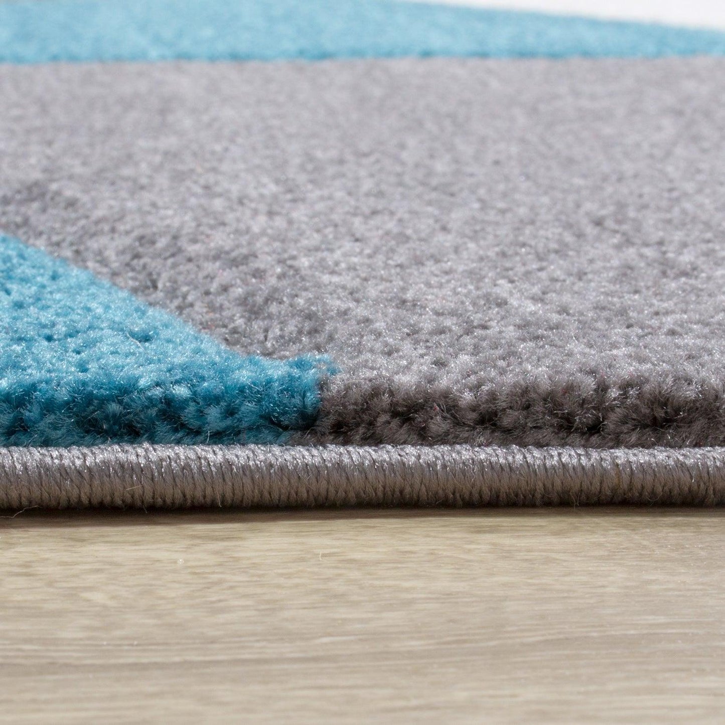 Area Rug Madeira Grey Blue Abstract Curved Pattern Durable Polypropylene
