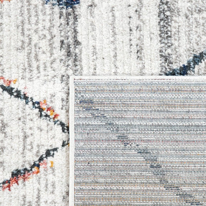 Textured rug with a mix of colors on a white background