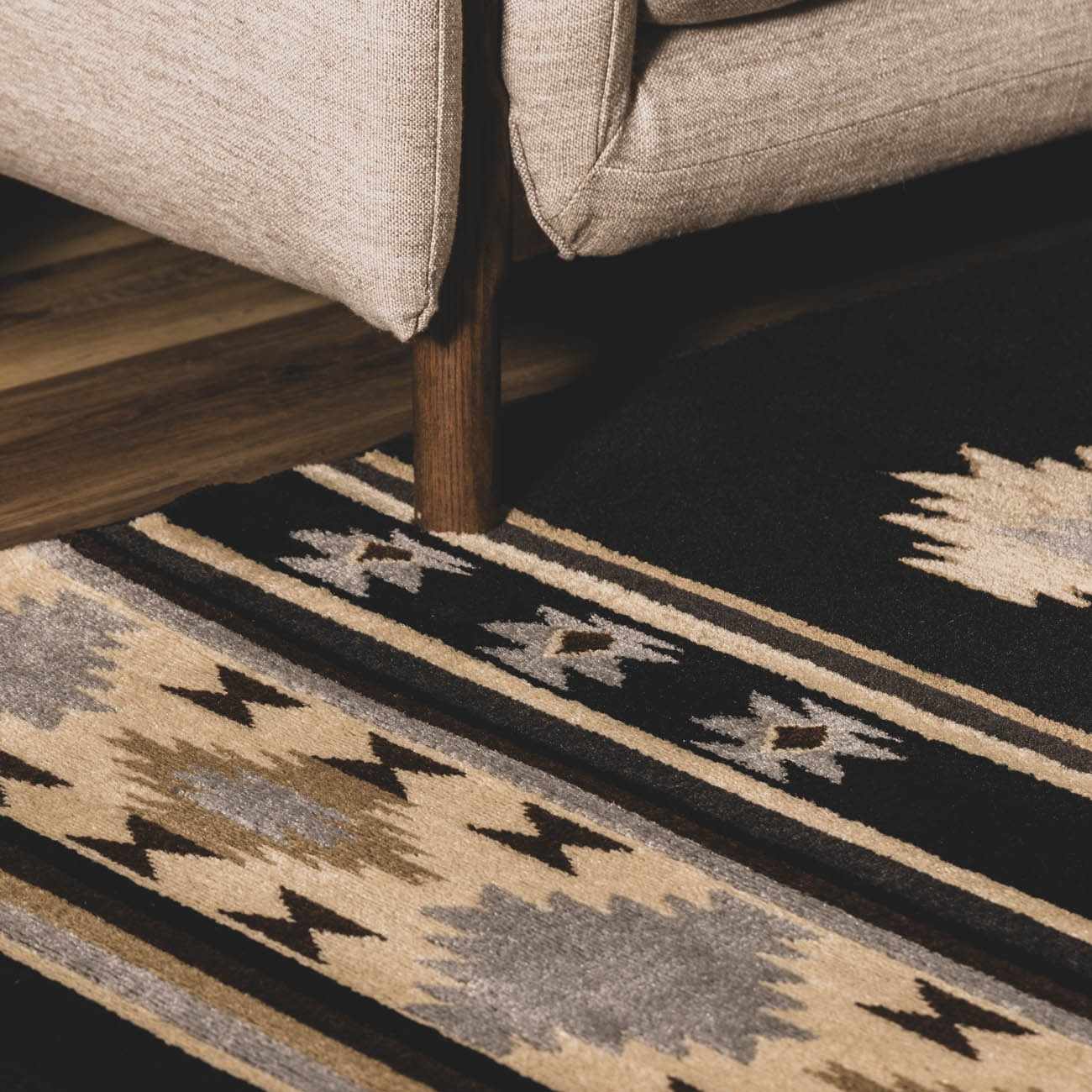 Buckhaven Black Southwestern Area Rug Machine Woven Polypropylene-3