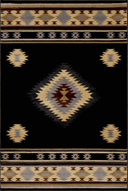 Buckhaven Black Southwestern Area Rug Machine Woven Polypropylene-0