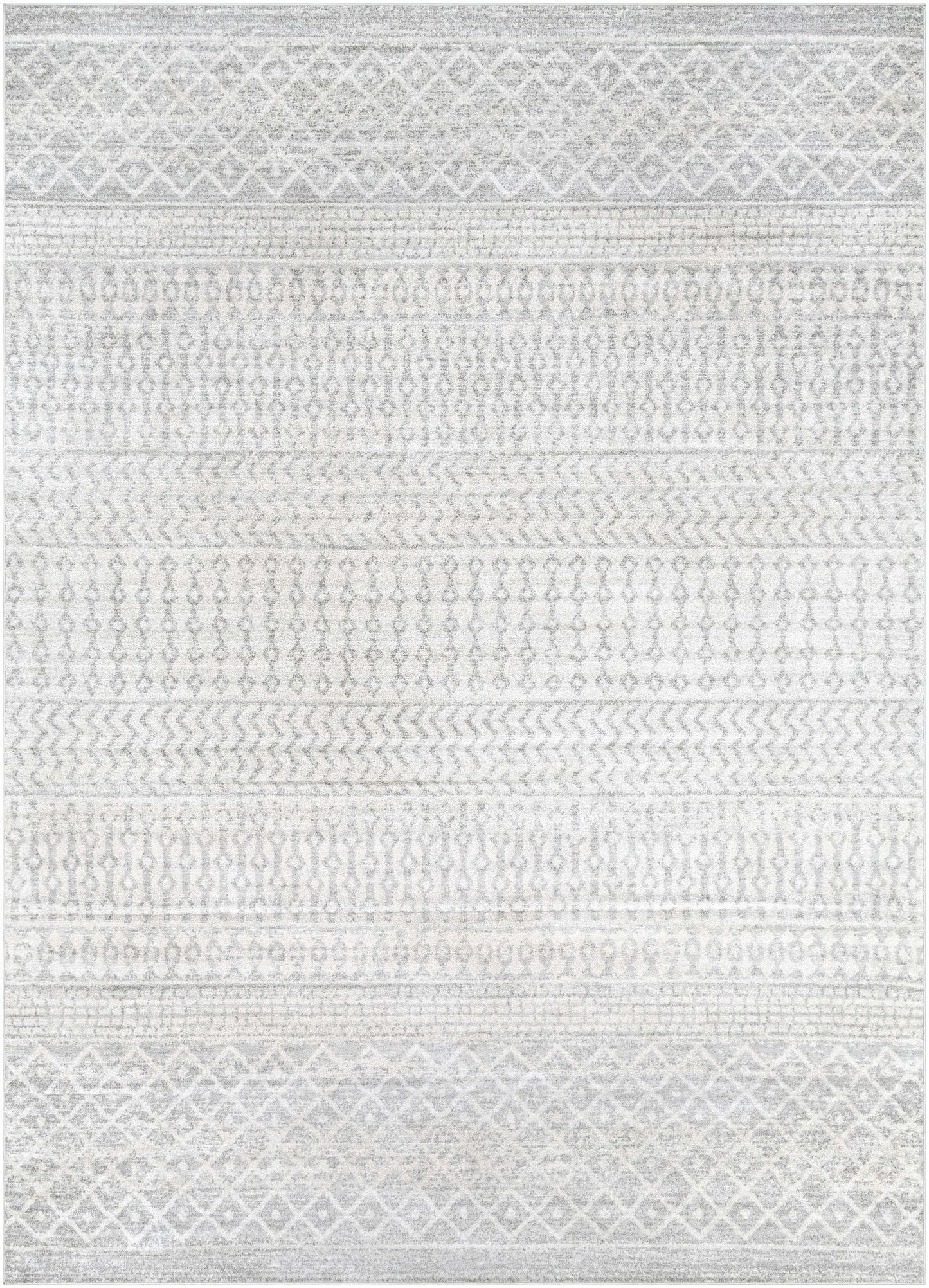 Textured white rug with geometric pattern