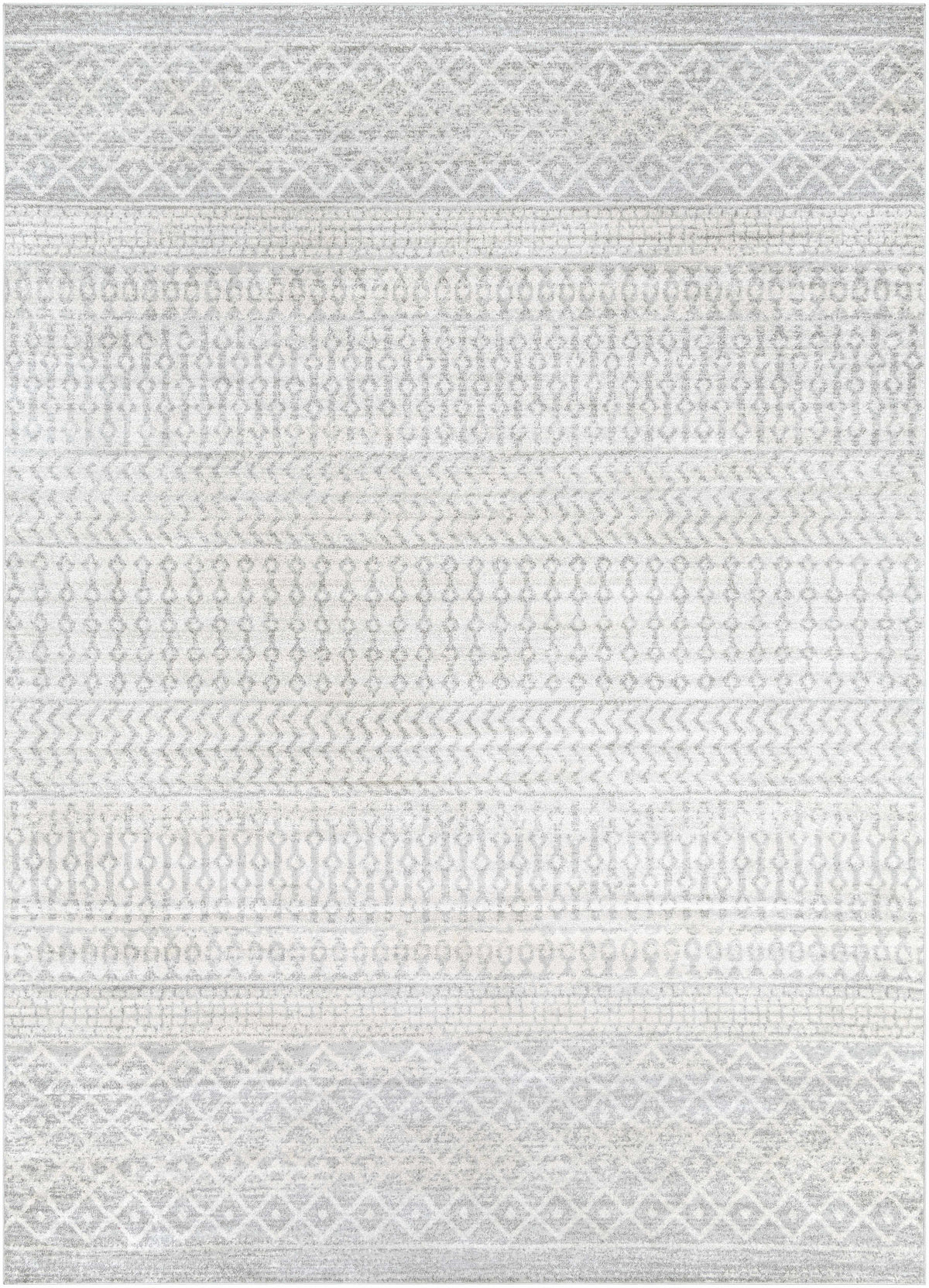 Textured white rug with geometric pattern