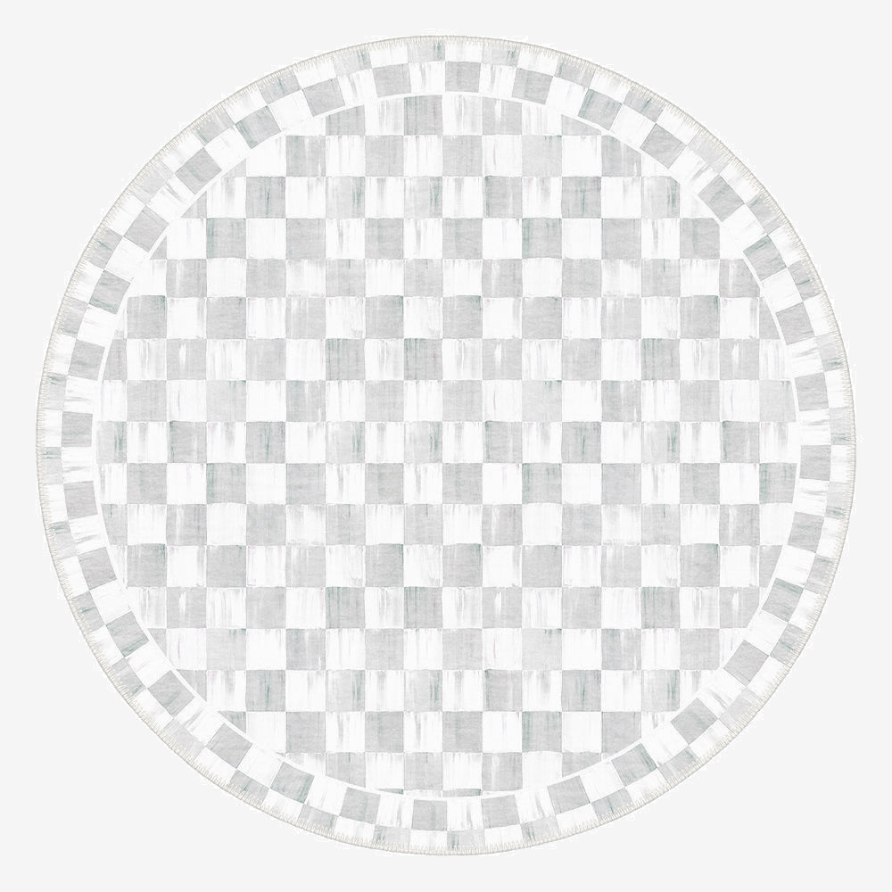 Round table top with a checkered pattern on a white background