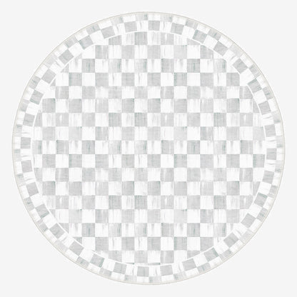 Round table top with a checkered pattern on a white background