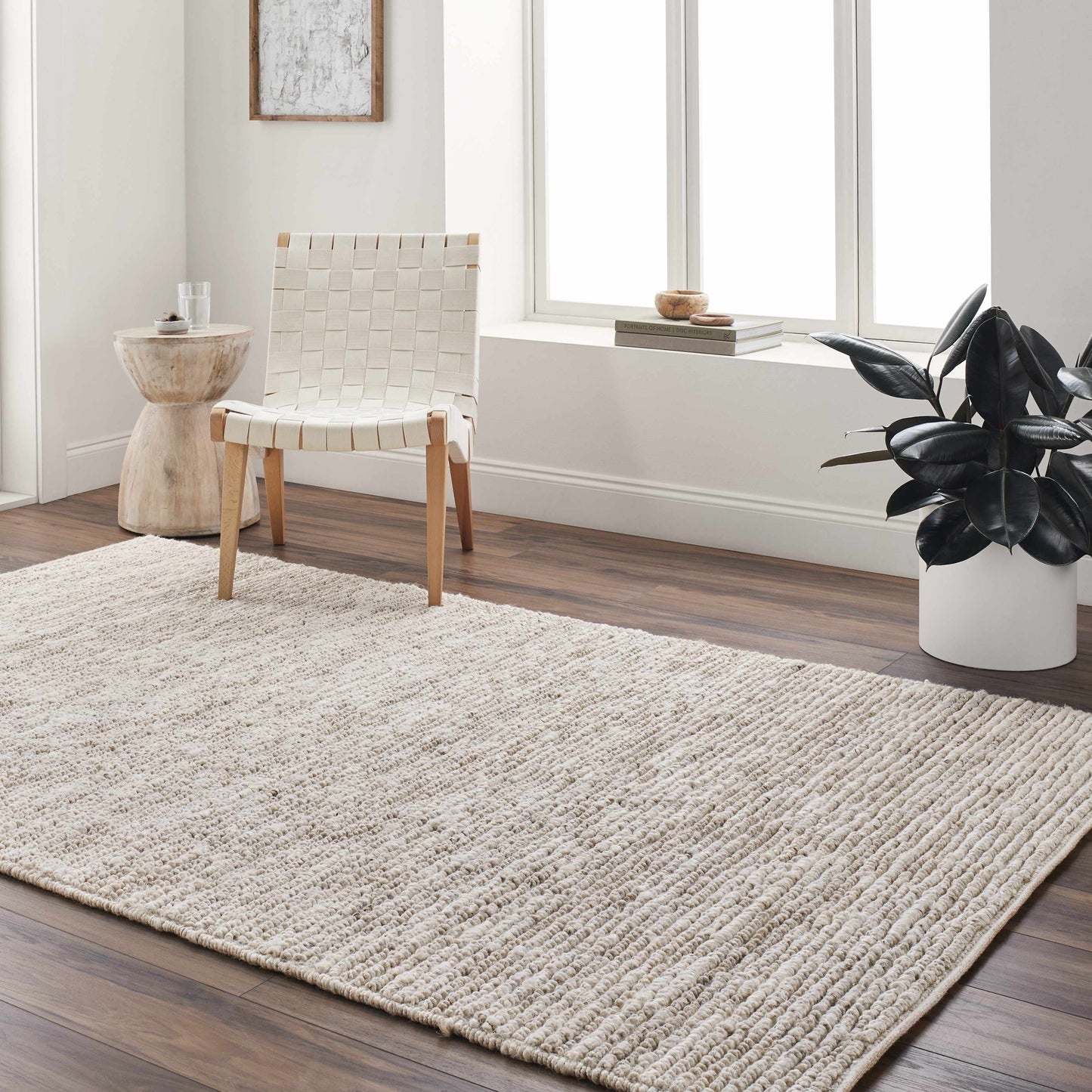 Glover Bleached Braided Jute Rug Ivory Hand Woven Medium Pile