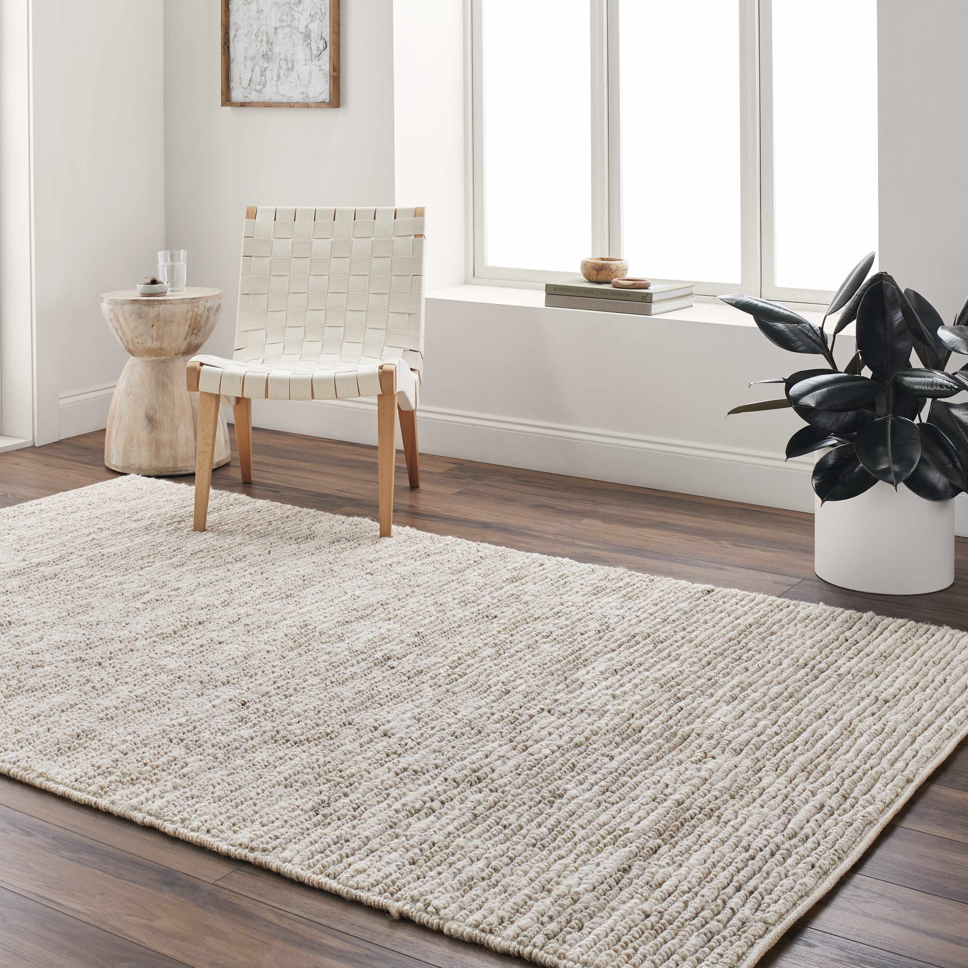 Glover Bleached Braided Jute Rug Ivory Hand Woven Medium Pile