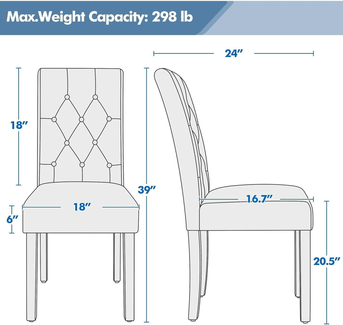 Gray Faux Leather Parsons Dining Chairs Set of 2 High Back Upholstered-2