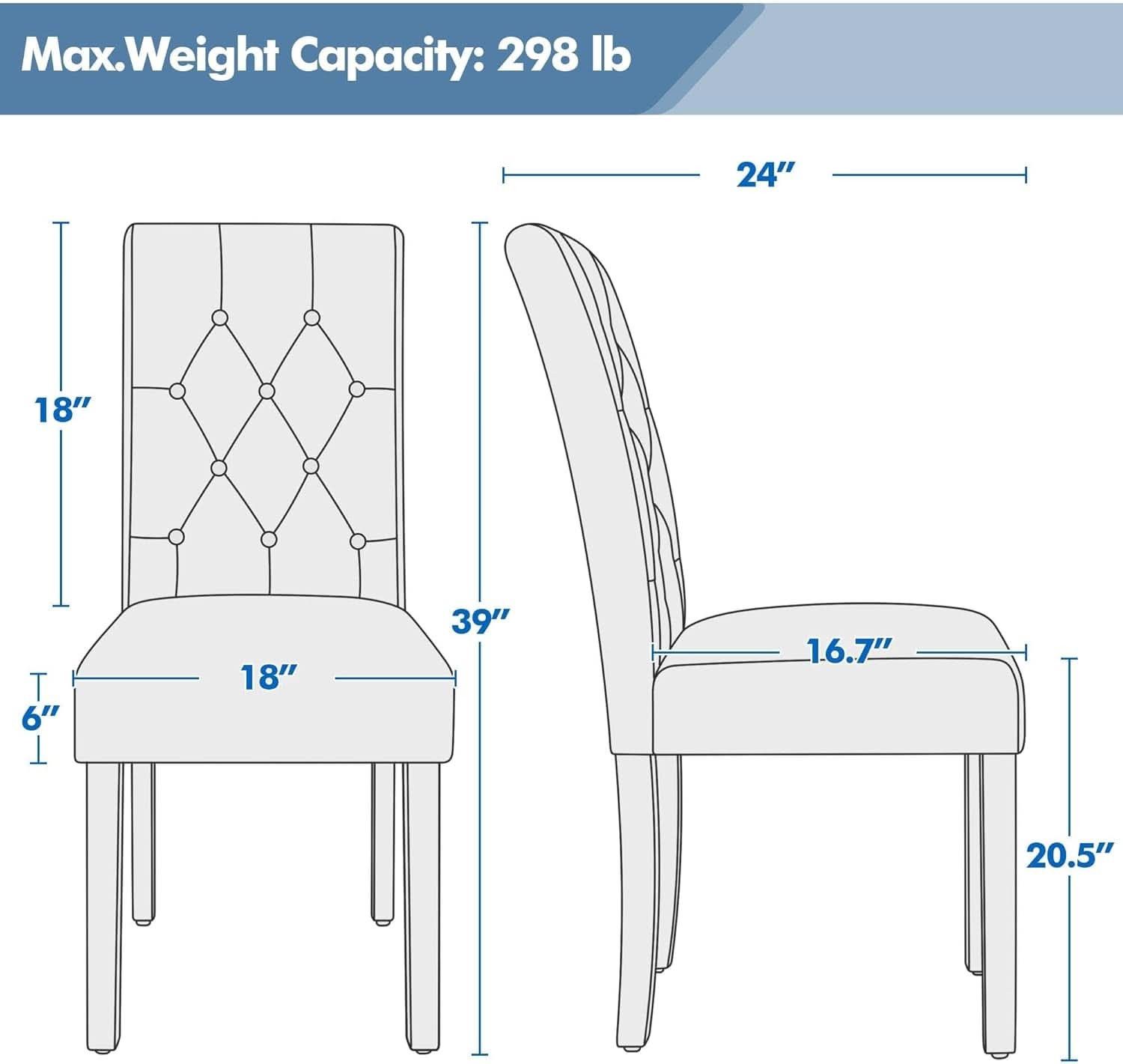 Gray Faux Leather Parsons Dining Chairs Set of 2 High Back Upholstered-2
