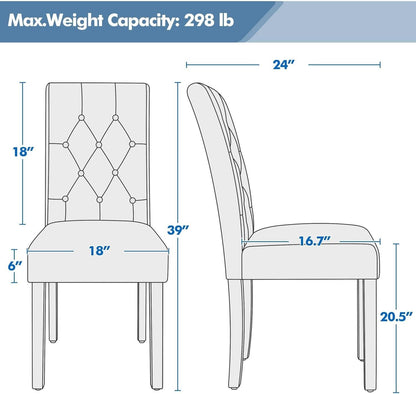 Gray Faux Leather Parsons Dining Chairs Set of 2 High Back Upholstered-2