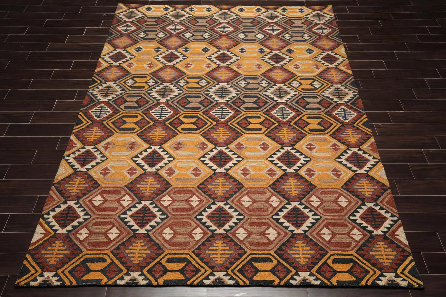 Handmade Multi Size 100% Wool Gold Traditional Oriental Area Rug-2
