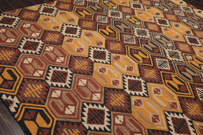 Handmade Multi Size 100% Wool Gold Traditional Oriental Area Rug-4