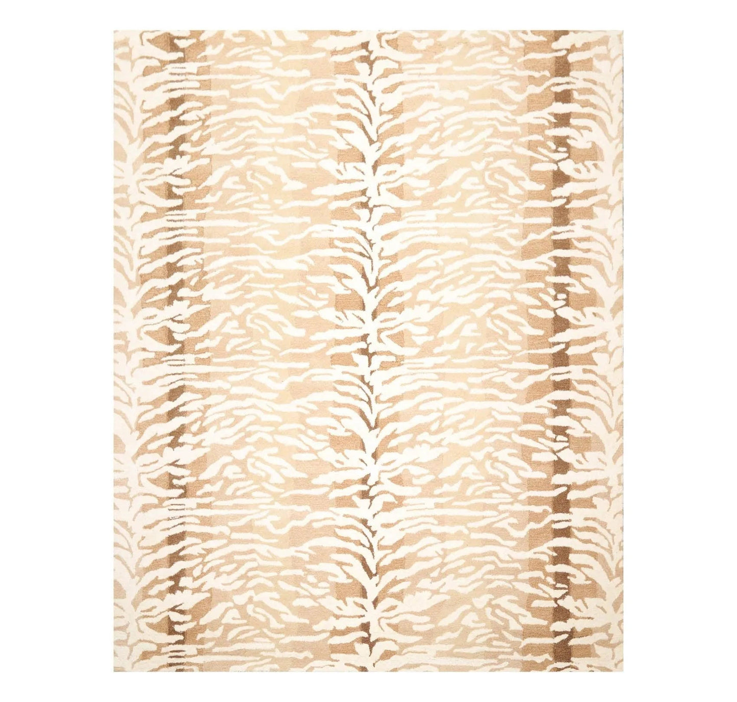 Handmade 100% Wool Tiger Print Area Rug Ivory Beige Multiple Sizes-1