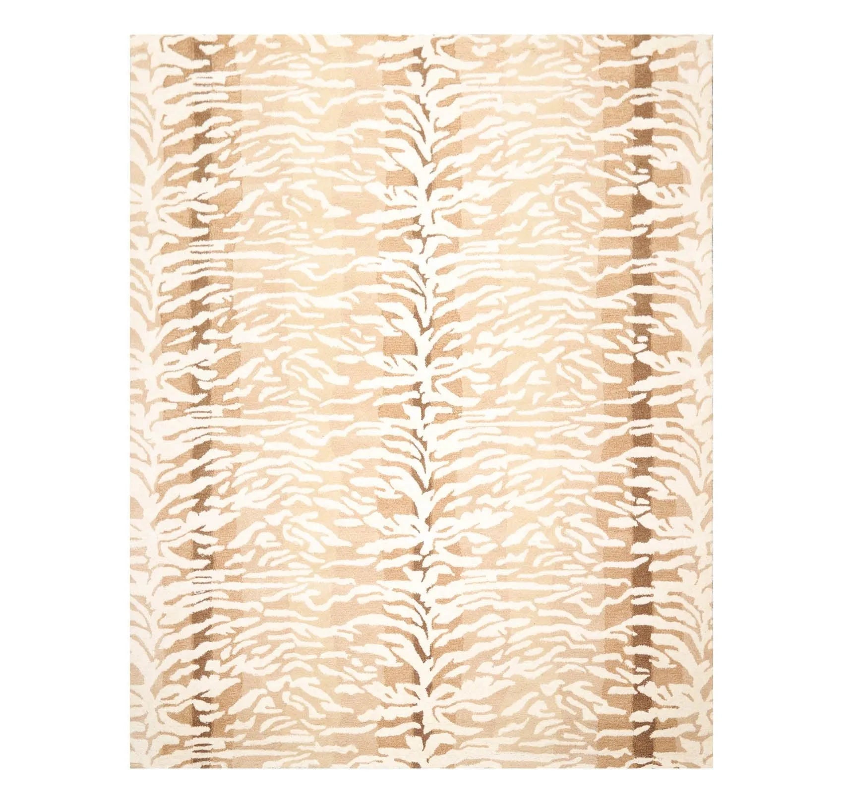 Handmade 100% Wool Tiger Print Area Rug Ivory Beige Multiple Sizes-1