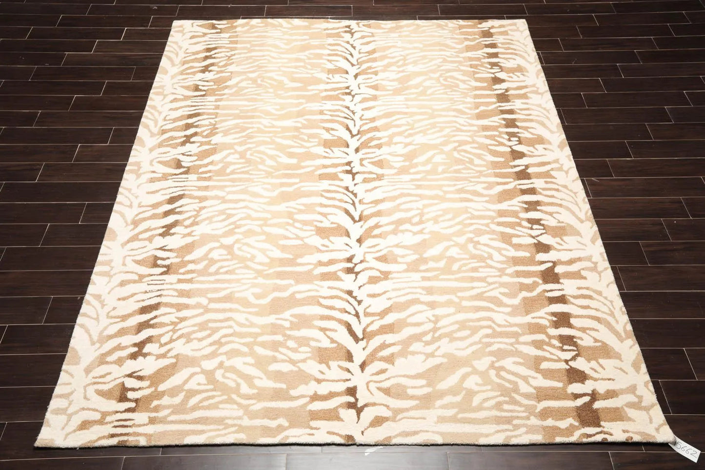Handmade 100% Wool Tiger Print Area Rug Ivory Beige Multiple Sizes-2