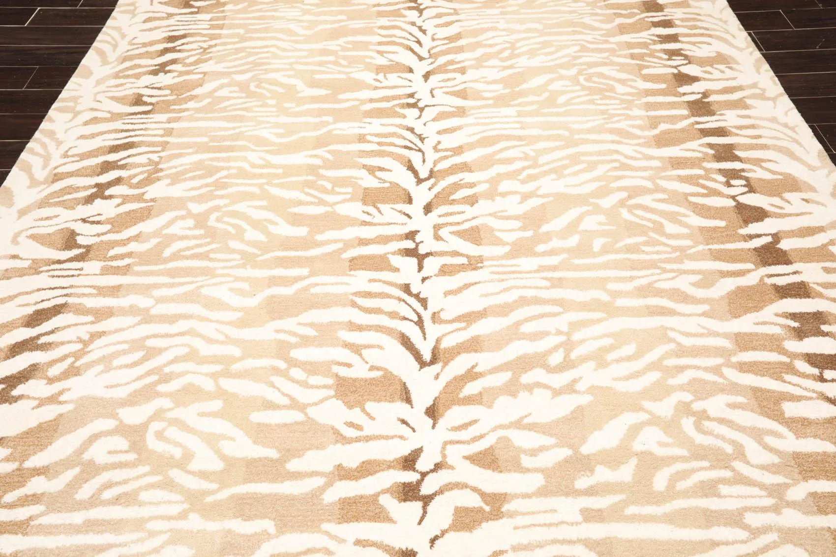 Handmade 100% Wool Tiger Print Area Rug Ivory Beige Multiple Sizes-4