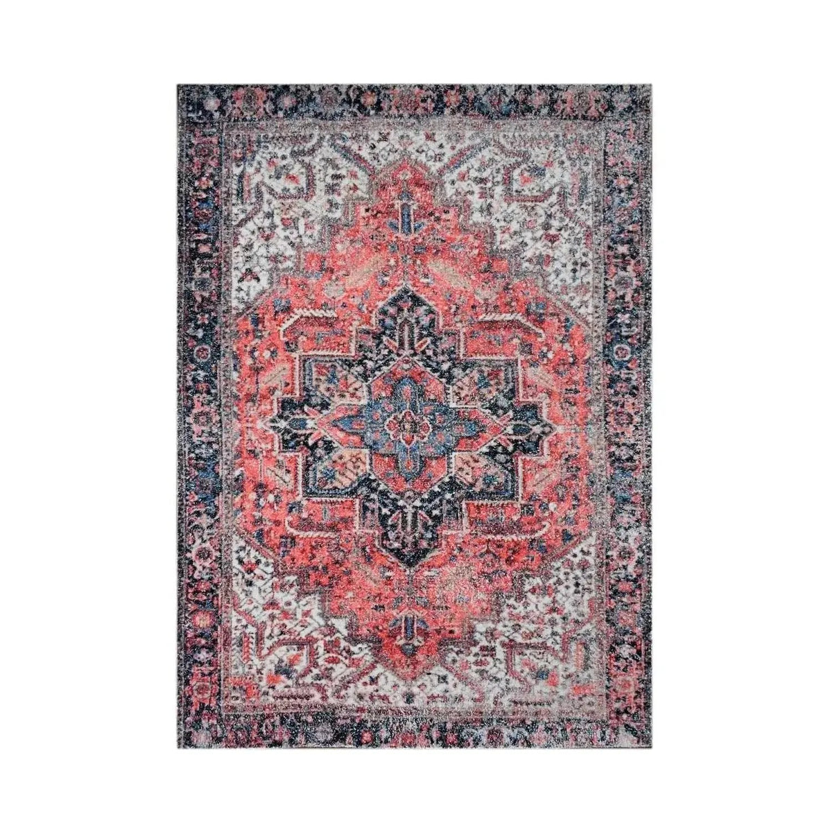 Multi Size Handmade Hand-Woven Traditional Oriental Area Rug Rust Ivory-1
