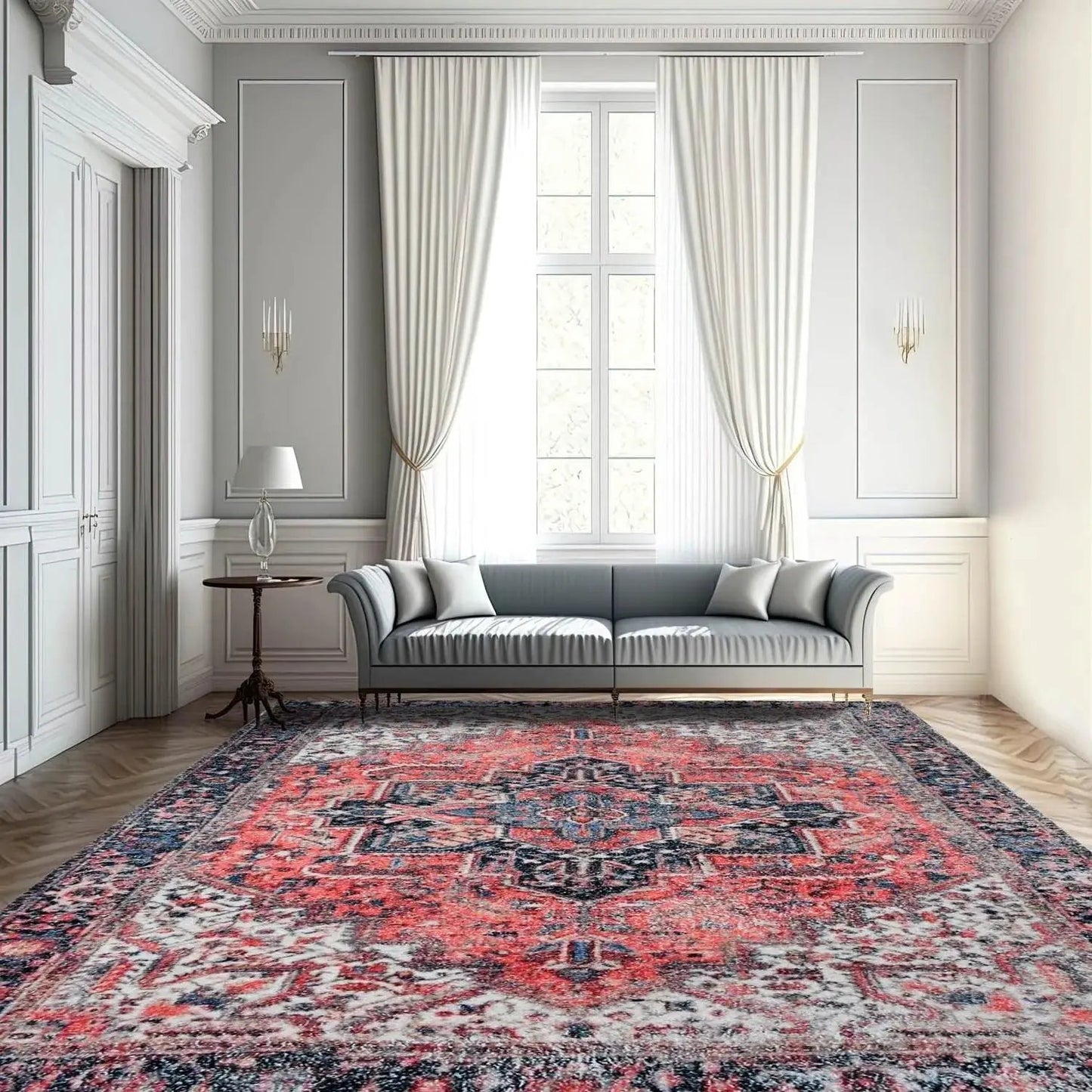 Multi Size Handmade Hand-Woven Traditional Oriental Area Rug Rust Ivory-0