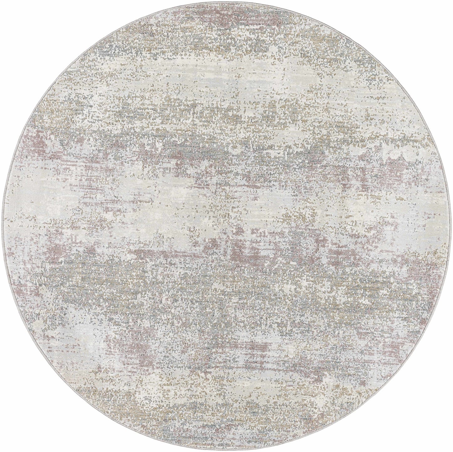 Round area rug with a textured pattern on a white background