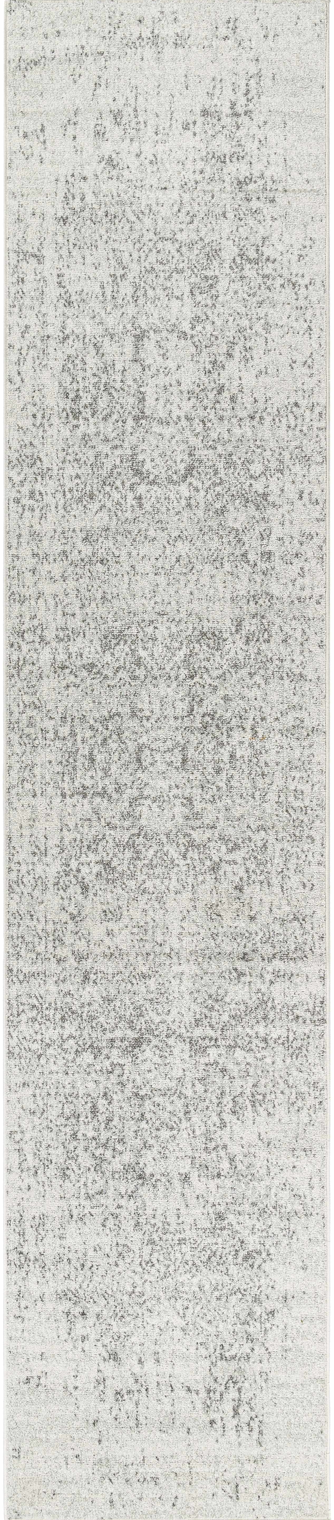 Long, narrow gray textured rug