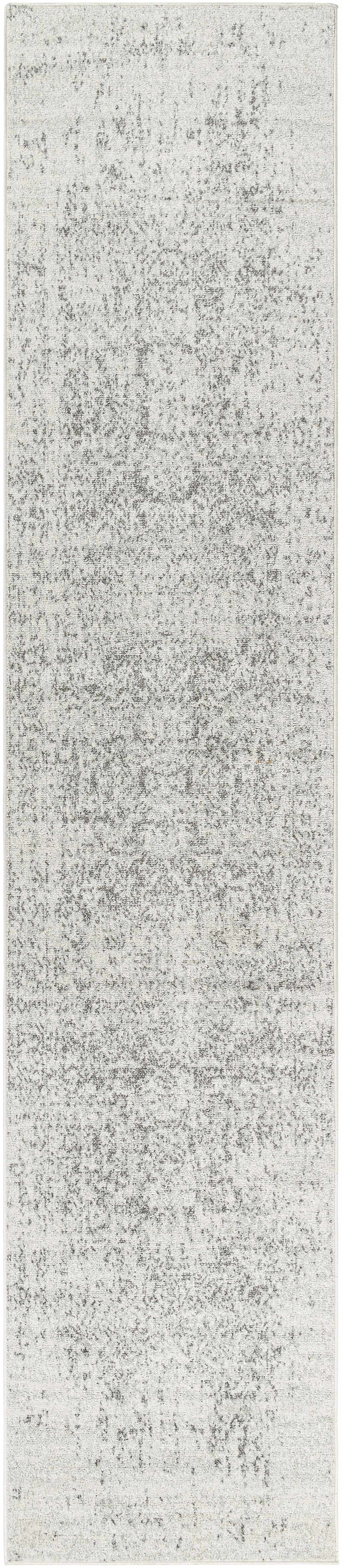 Long, narrow gray textured rug