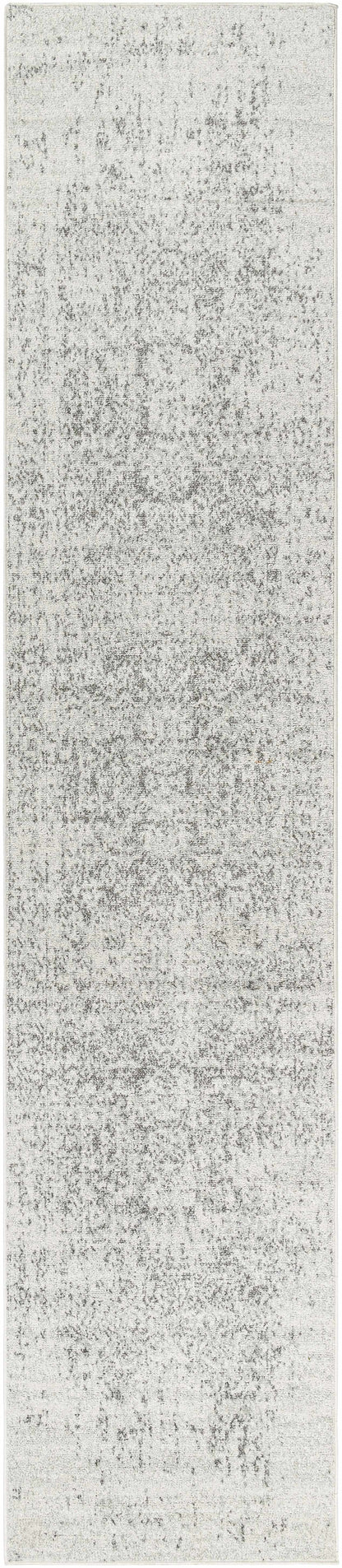 Long, narrow gray textured rug