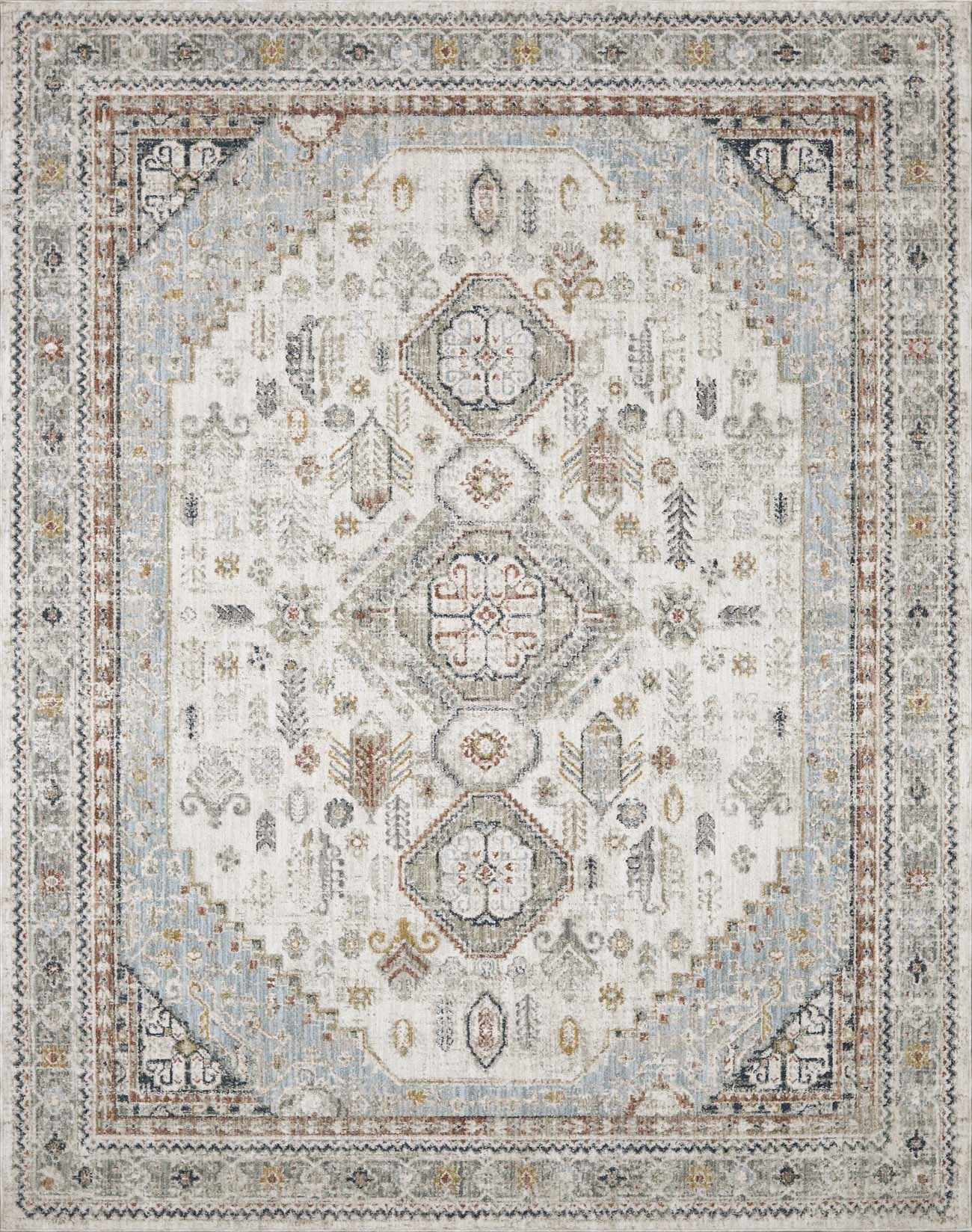 Decorative rug with geometric pattern on a light background