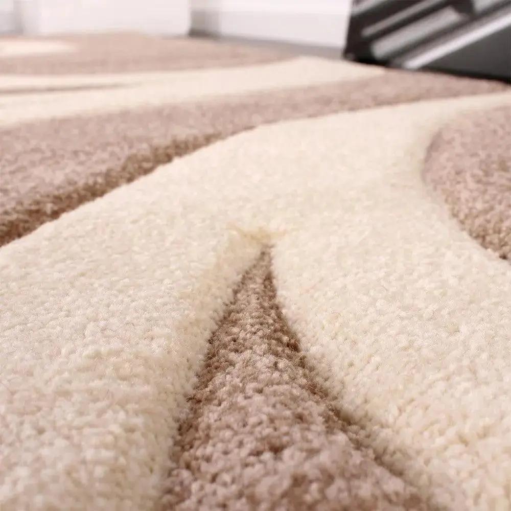 Close-up of beige and brown carpet samples
