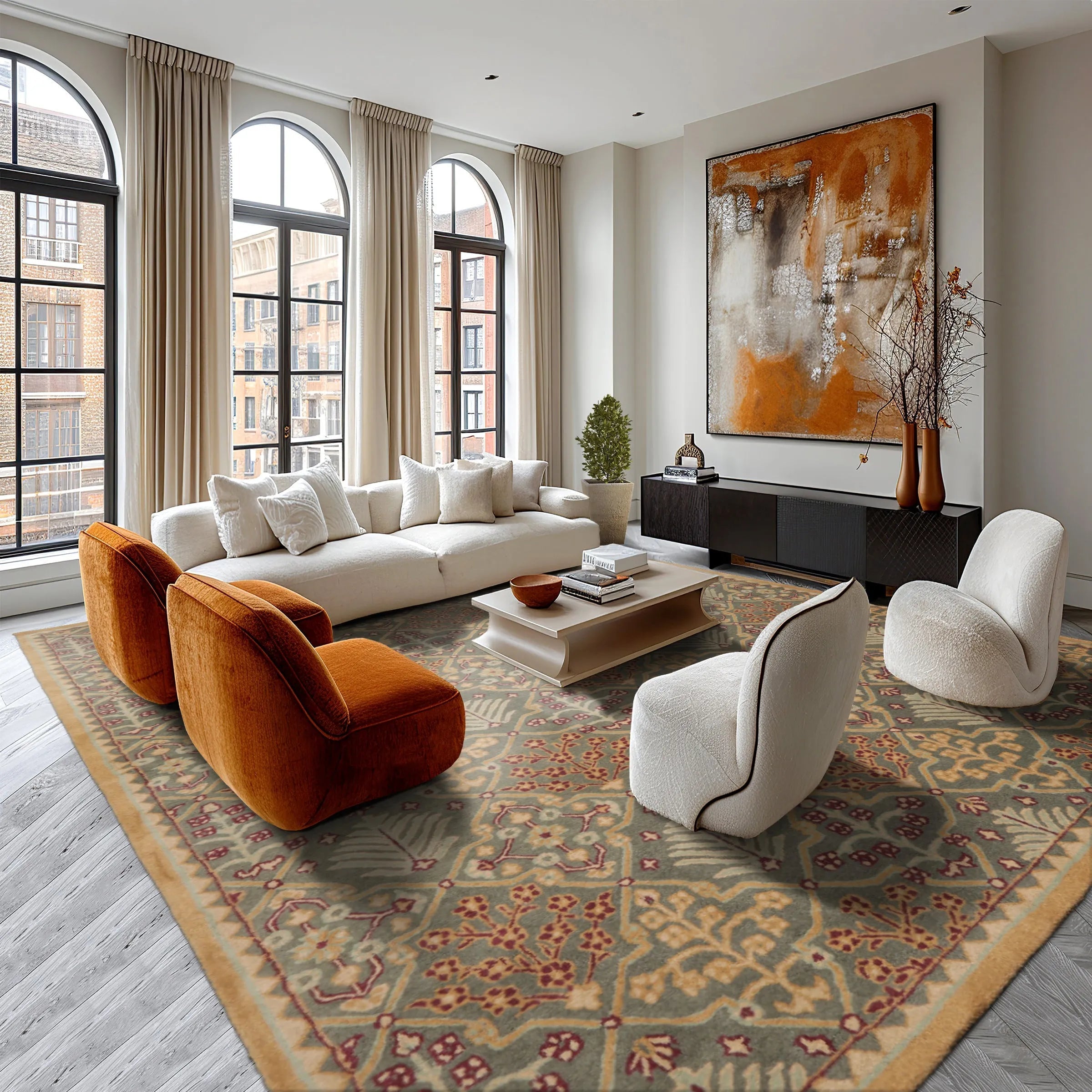 LoomBloom Hand Tufted Celadon Wool Oriental Area Rug Multiple Sizes-1