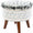 Round stool with woven top and wooden legs on a white background