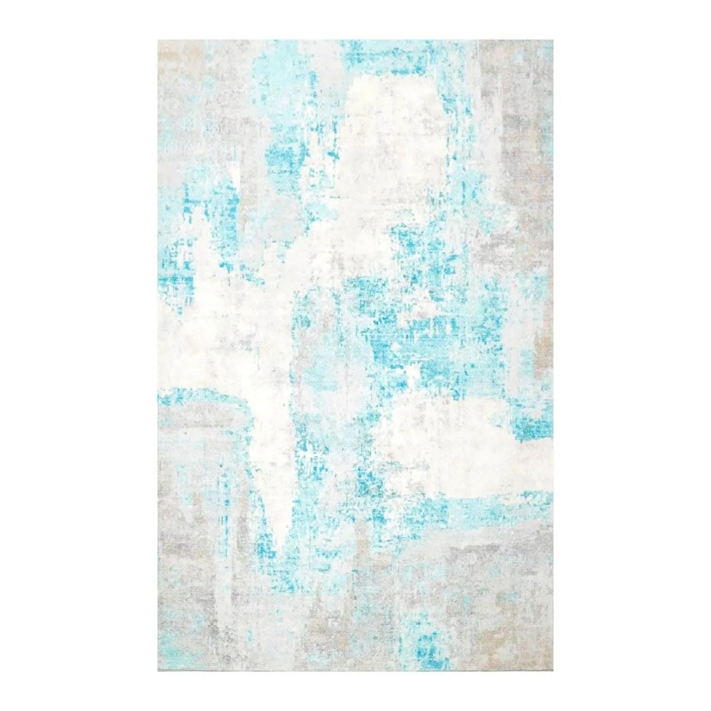 Abstract art piece with blue and white colors on a textured background