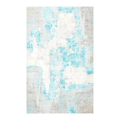 Abstract art piece with blue and white colors on a textured background