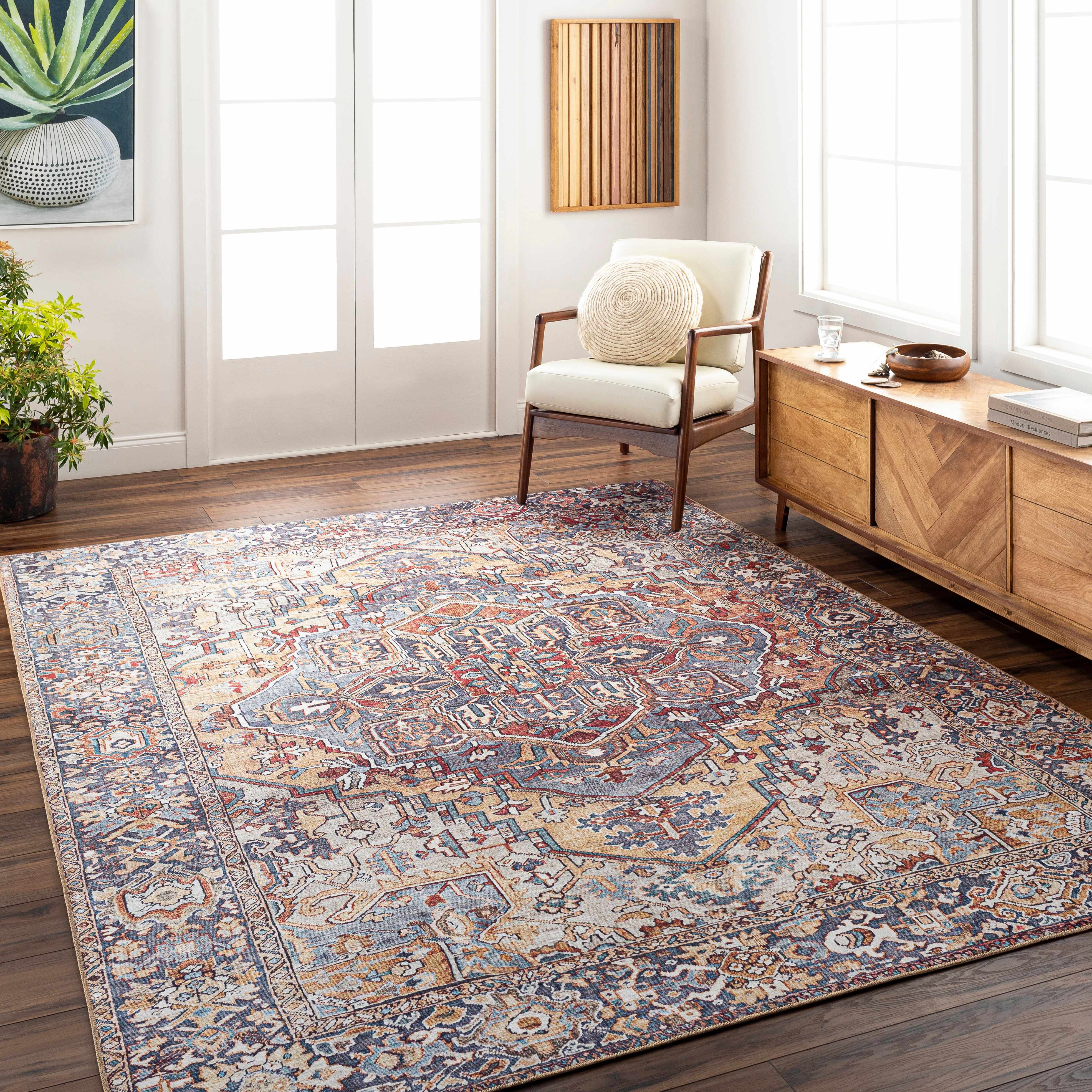 Neyland Iris Area Rug 2358 Machine Woven Polyester Traditional Medallion-2