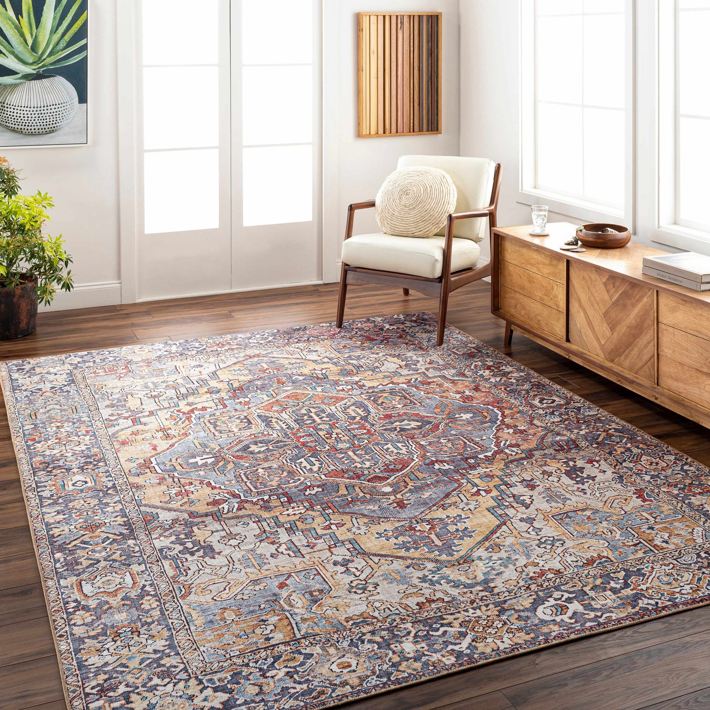 Neyland Iris Area Rug 2358 Machine Woven Polyester Traditional Medallion-2