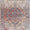 Decorative rug with intricate patterns in red, blue, and beige colors.
