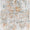 Multicolored textured area rug with a mix of orange, blue, and gray tones.