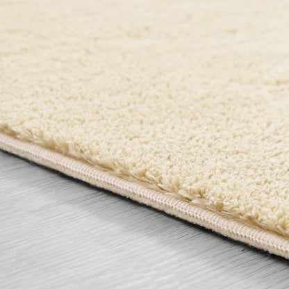 Soft Beige Area Rug 100% Polyester Washable Anti-Slip Backing