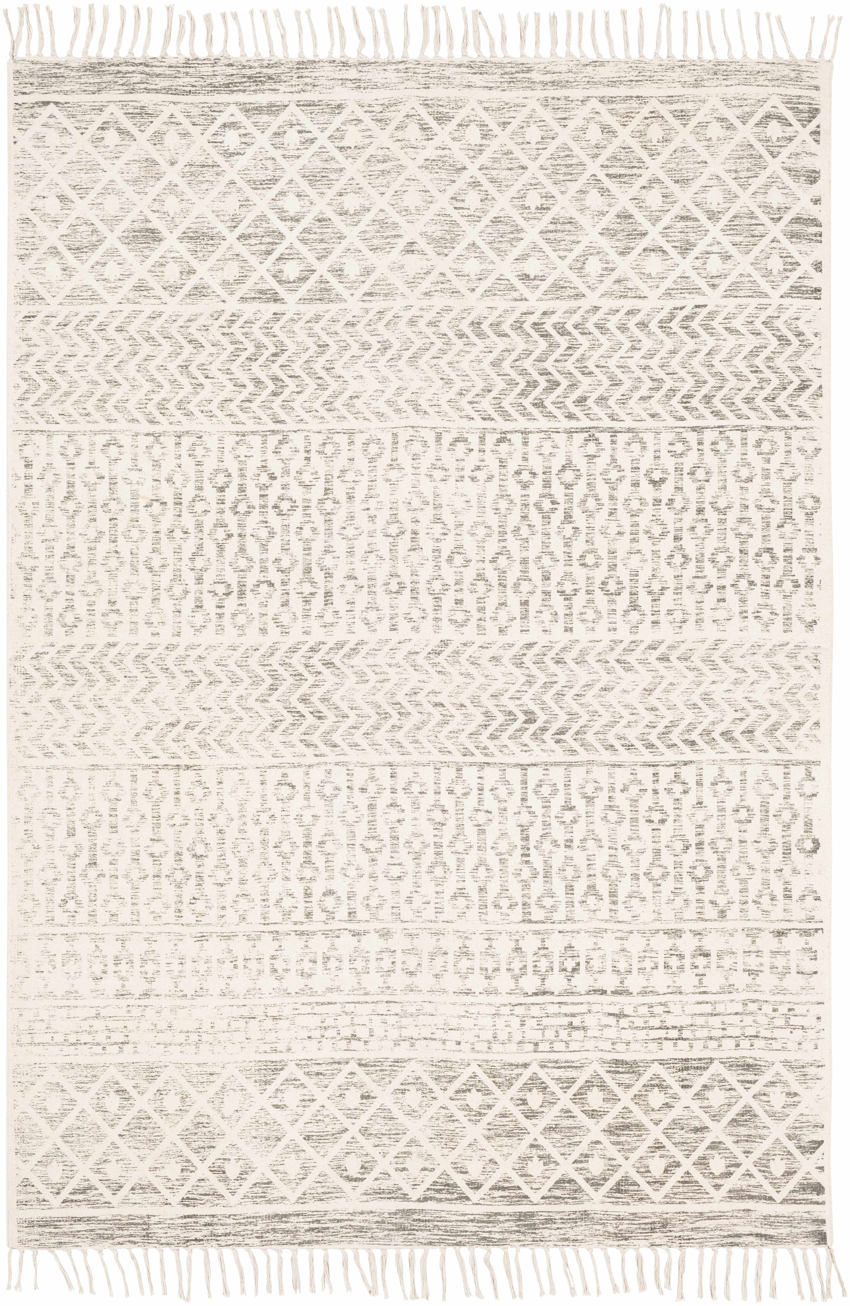 Valyermo Beige Hand Woven Cotton Rug Bohemian Transitional India