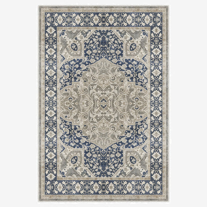 Decorative rug with intricate pattern on a white background